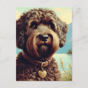 Vintage Lagotto Romagnolo Painting Postcard