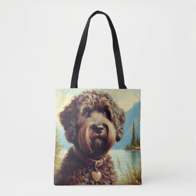 Vintage Lagotto Romagnolo Painting Tote Bag (Front)