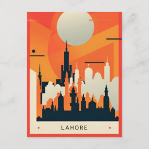 Vintage Lahore Pakistan Badshahi Travel watercolor Postcard