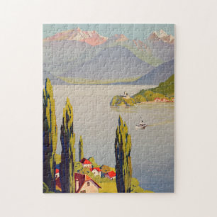 Vintage Lake Annecy France Travel Poster Jigsaw Puzzle