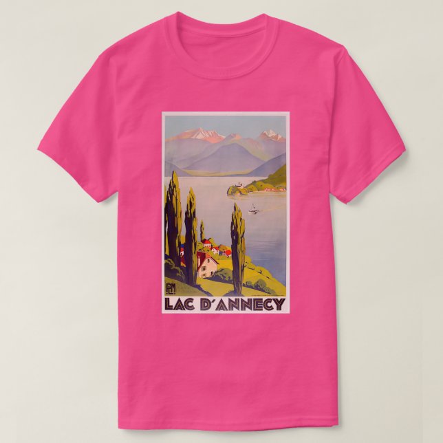 Vintage Lake Annecy France Travel T-Shirt (Design Front)