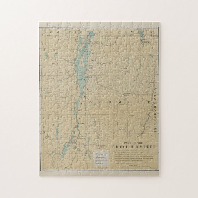 Vintage Lake Champlain Lighthouse Map (1896) Jigsaw Puzzle (Vertical)