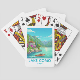 Vintage Lake Como Italy Travel Illustration Playing Cards