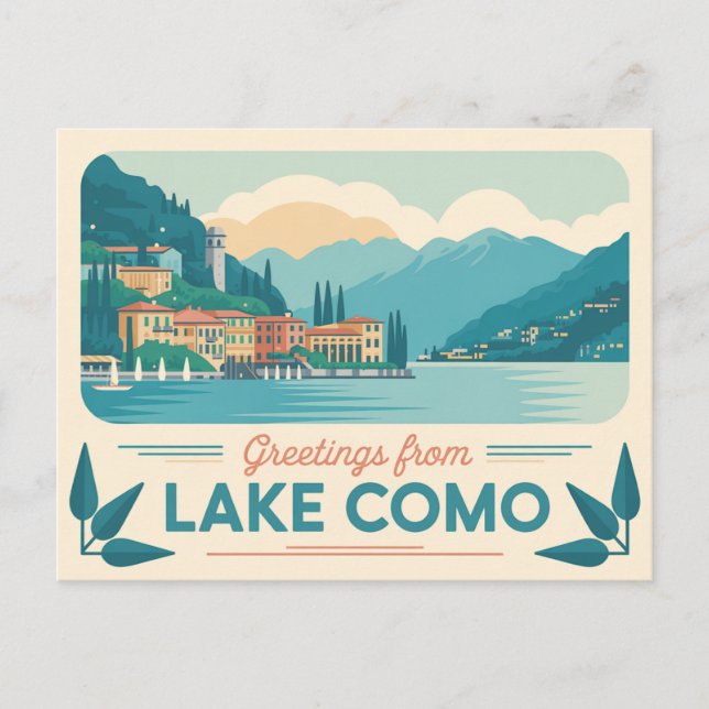 Vintage Lake Como Postcard | Greetings from (Front)