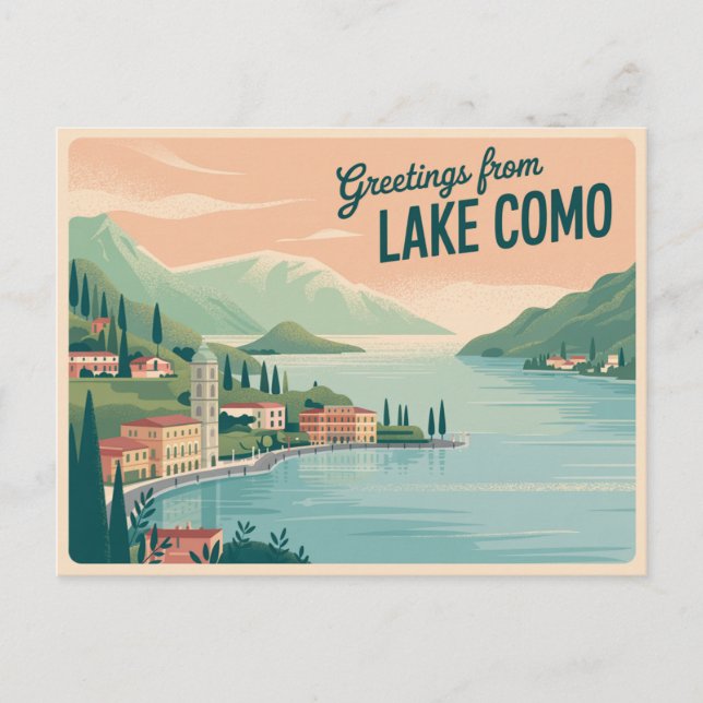 Vintage Lake Como Postcard | Greetings from (Front)