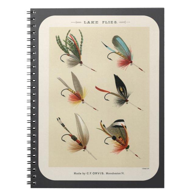 Vintage Lake Flies Illustration Notebook (Front)