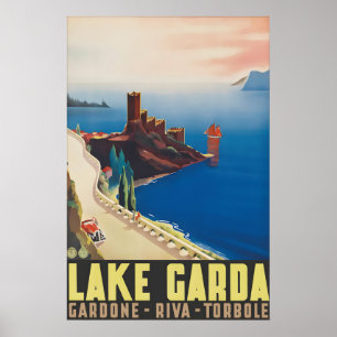 Vintage Lake Garda Italy Travel Poster Gardone