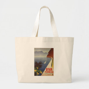 Vintage Lake Garda Riva Torbole Italy Tourism Large Tote Bag