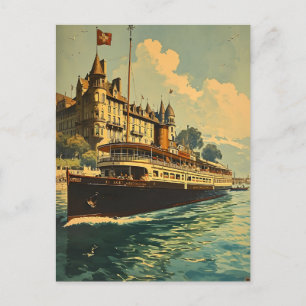 Vintage Lake Geneva Boat Postcard