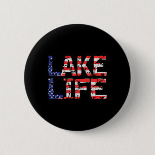 Vintage Lake Life 4th Of July Patriotic 6 Cm Round Badge