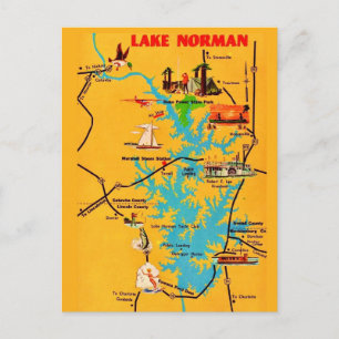 Vintage Lake Norman NC Map postcard