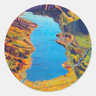 Vintage Lake of Thun Switzerland Travel Classic Round Sticker