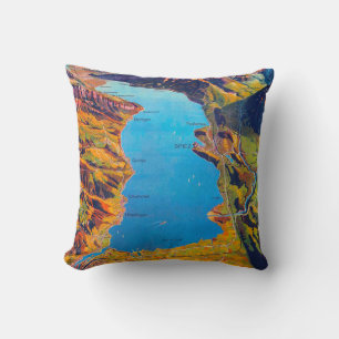 Vintage Lake of Thun Switzerland Travel Cushion