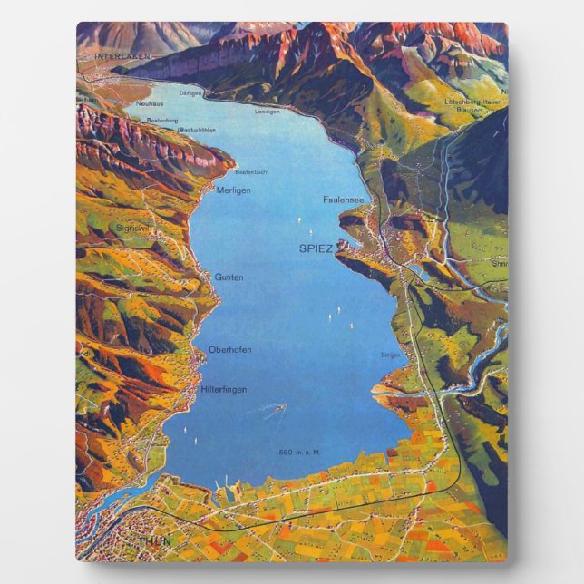 Vintage Lake of Thun Switzerland Travel Plaque (Front)