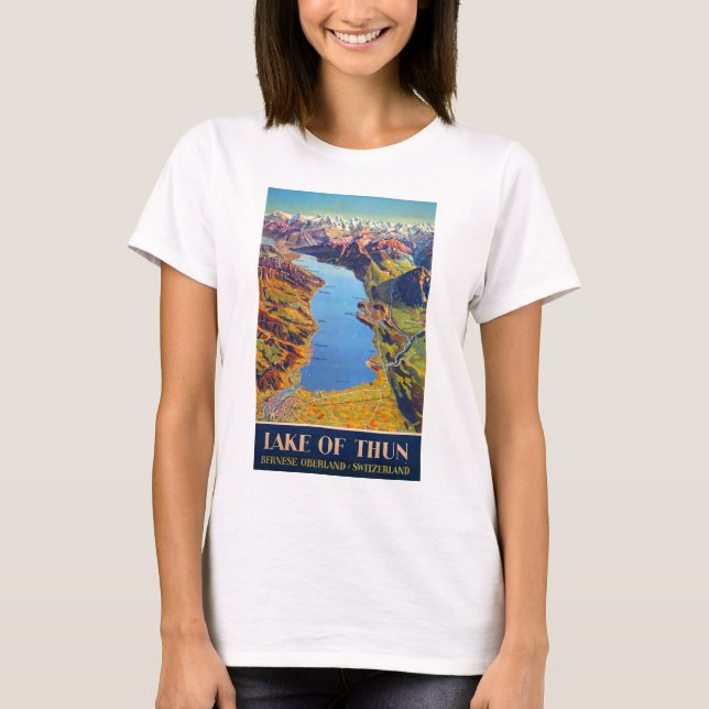 Vintage Lake of Thun Switzerland Travel T-Shirt (Front)