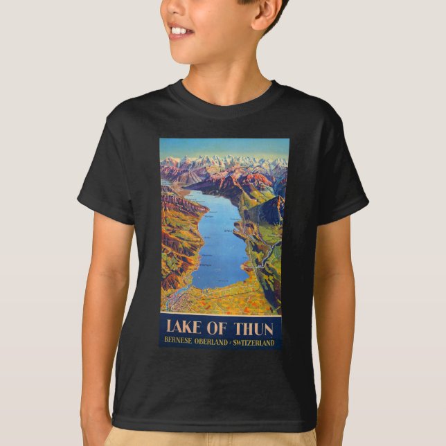 Vintage Lake of Thun Switzerland Travel T-Shirt (Front)