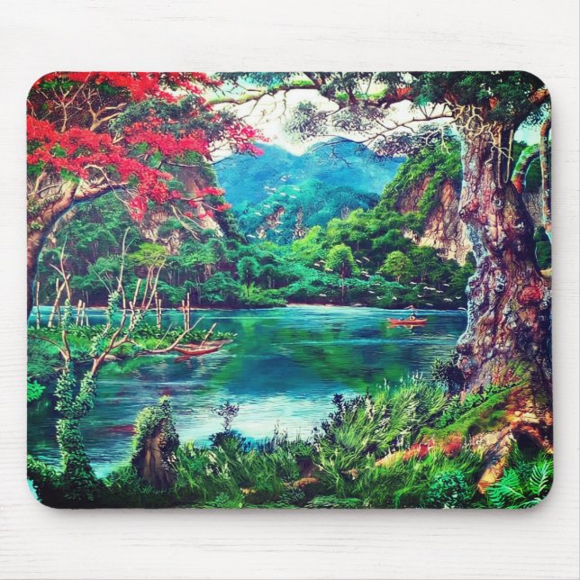 Vintage Lake Painting Mouse Mat (Front)