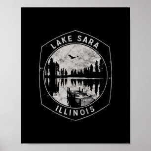 Vintage Lake Sara Illinois Outdoors Vacation Poster