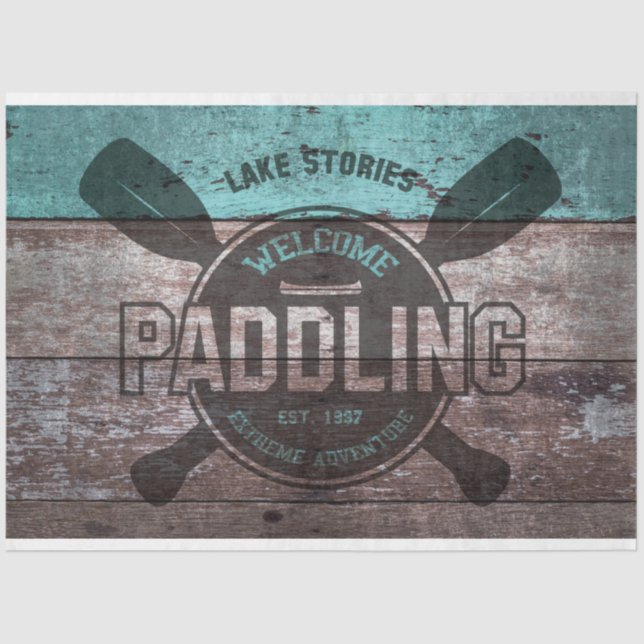 Vintage Lake Stories Sign Decoupage Tissue Paper (Front)