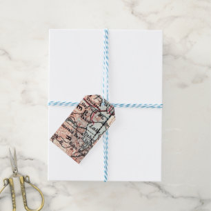 Vintage Lake Tahoe California Map Art Gift Tags