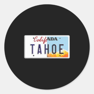 Vintage Lake Tahoe California Nevada License Plate Classic Round Sticker