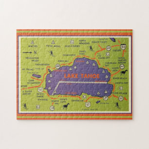 Vintage Lake Tahoe Map Jigsaw Puzzle