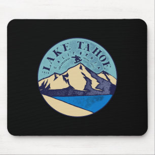 Vintage Lake Tahoe Skiing Snow Mountains Mouse Mat