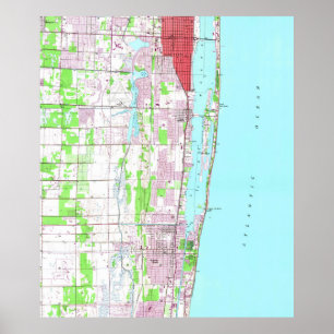 Vintage Lake Worth & Boynton Beach FL Map (1945) Poster