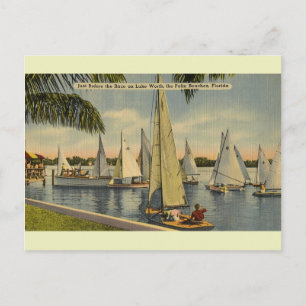 Vintage Lake Worth Palm Beaches Florida Postcard