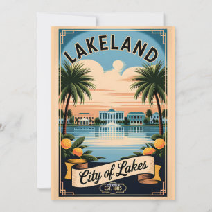 Vintage Lakeland Florida City of Lakes Retro Holiday Card