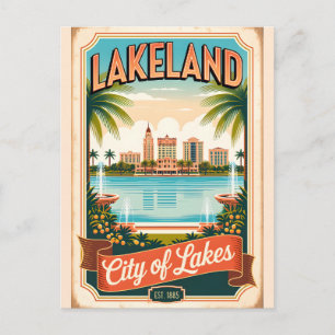 Vintage Lakeland Florida City of Lakes Retro Postcard