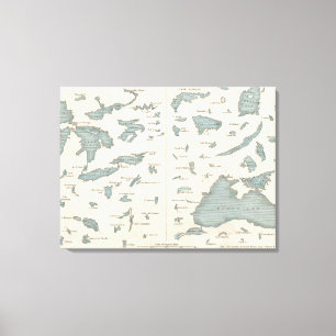 Vintage Lakes of The World Map (1860) Canvas Print