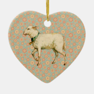 Vintage Lamb Art Ceramic Tree Decoration