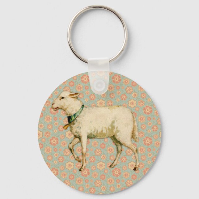 Vintage Lamb Art Key Ring (Front)
