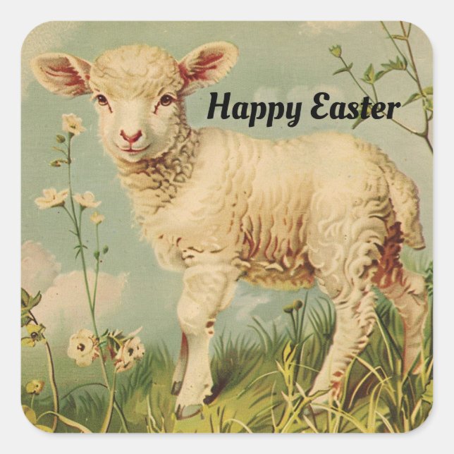 Vintage Lamb Easter Sticker (Front)