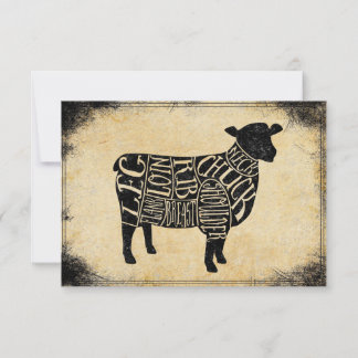 Vintage Lamb Meat Cuts Butcher Shop Art Thank You Card