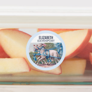 Vintage Lambs Dressed  in Fancy Blue Ribbons