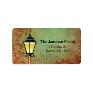 Vintage Lamp Post Holiday Address Label