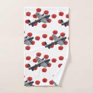 Vintage Lancaster Amongst Red Poppies Hand Towel