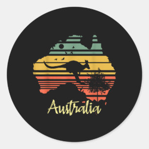 Vintage Land Map Australia Day Australian Kangaroo Classic Round Sticker