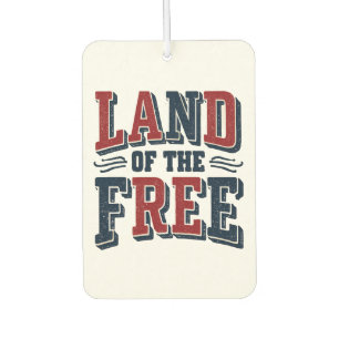 Vintage Land of the Free Patriotic Typography Car Air Freshener