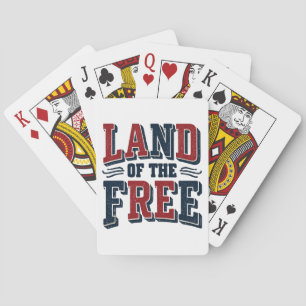 Vintage Land of the Free Patriotic Typography Playing Cards