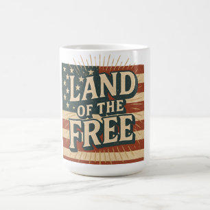 Vintage Land of the Free USA Independence Day Coffee Mug