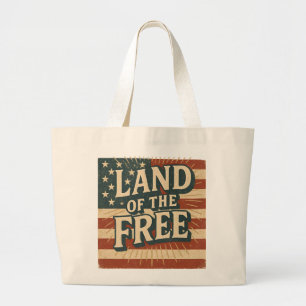Vintage Land of the Free USA Independence Day Large Tote Bag