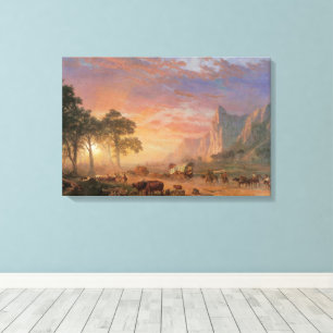 Vintage Landscape, Oregon Trail by Bierstadt Canvas Print