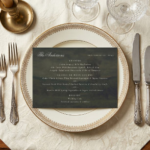 Vintage Landscape Painting Elegant Dark Wedding Menu