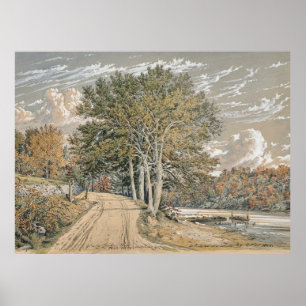 Vintage Landscape Painting Harlem River Poster