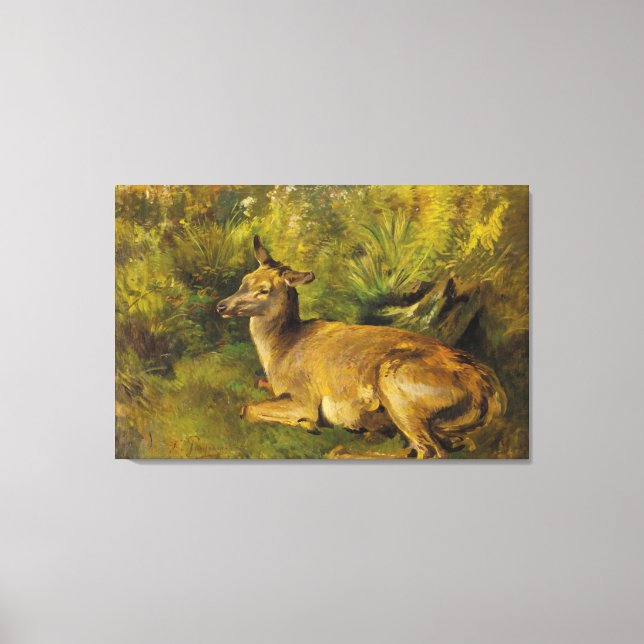 Vintage Landscape Pausinger Resting Hind Canvas Print (Front)