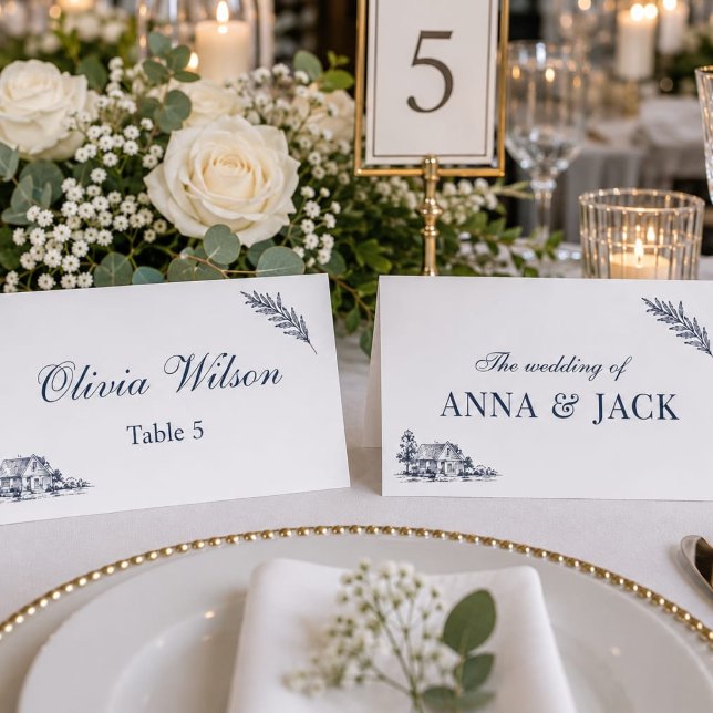 Vintage Landscape Sketch Wedding Place Card (Creator Uploaded)