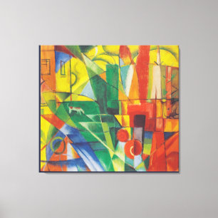 Vintage Landscape With House Dog and Cattle Canvas Print